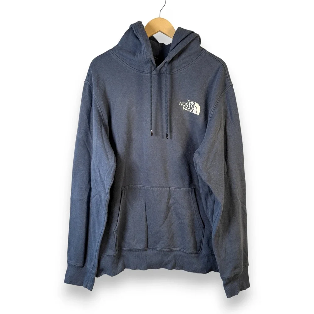 The North Face Mens Blue‎ Hoodie Box Logo Never Stop Exploring XL